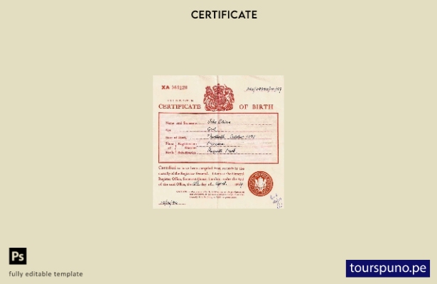 listo para imprimir plantilla de certificado de nacimiento de la Oficina de Re 2